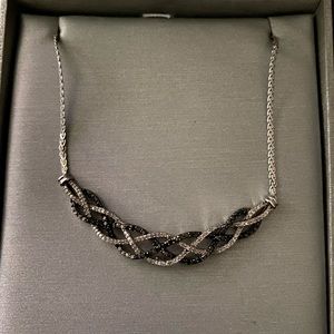 Black and white woven diamond necklace